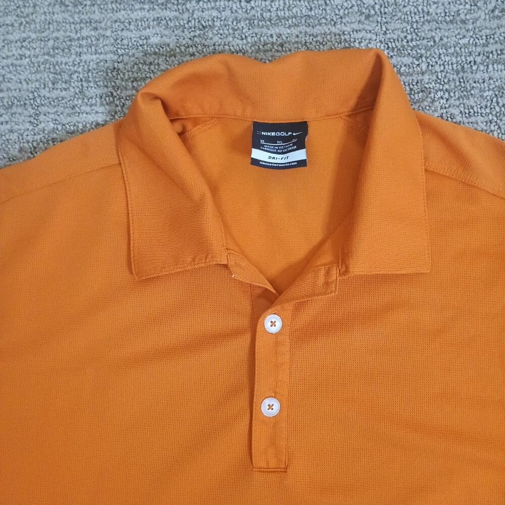 Nike Golf Polo Mens XL Orange Dri-Fit Golf Shirt Performance Lightweight Stretch